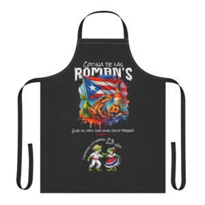Cocina de las Roman’s Apron — Puerto Rican Flag & Lechon Design, Personalized Kitchen Apron